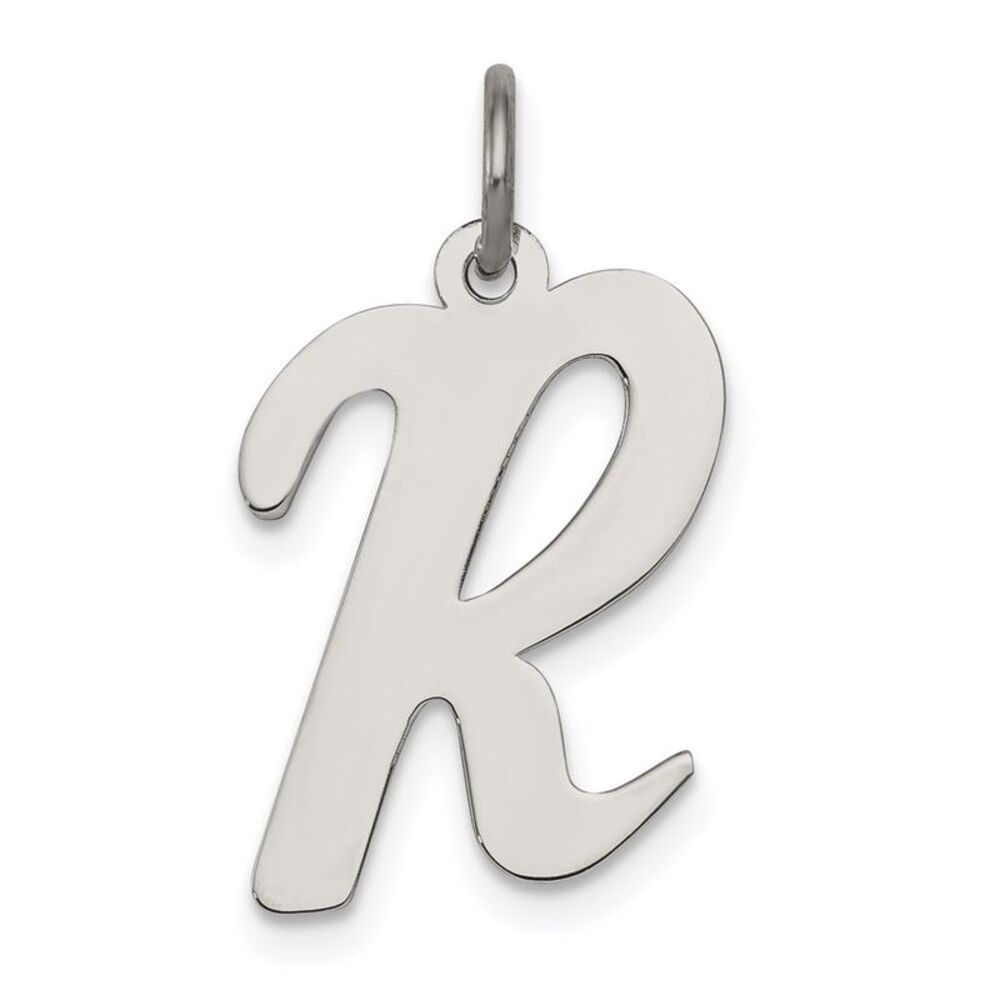 Sterling Silver Madison Collection LG Classic Script Initial R Pendant - Picture 1 of 5